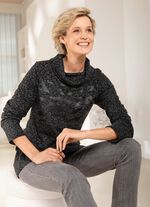 Rollkragenshirt mit Kontrastdruck 