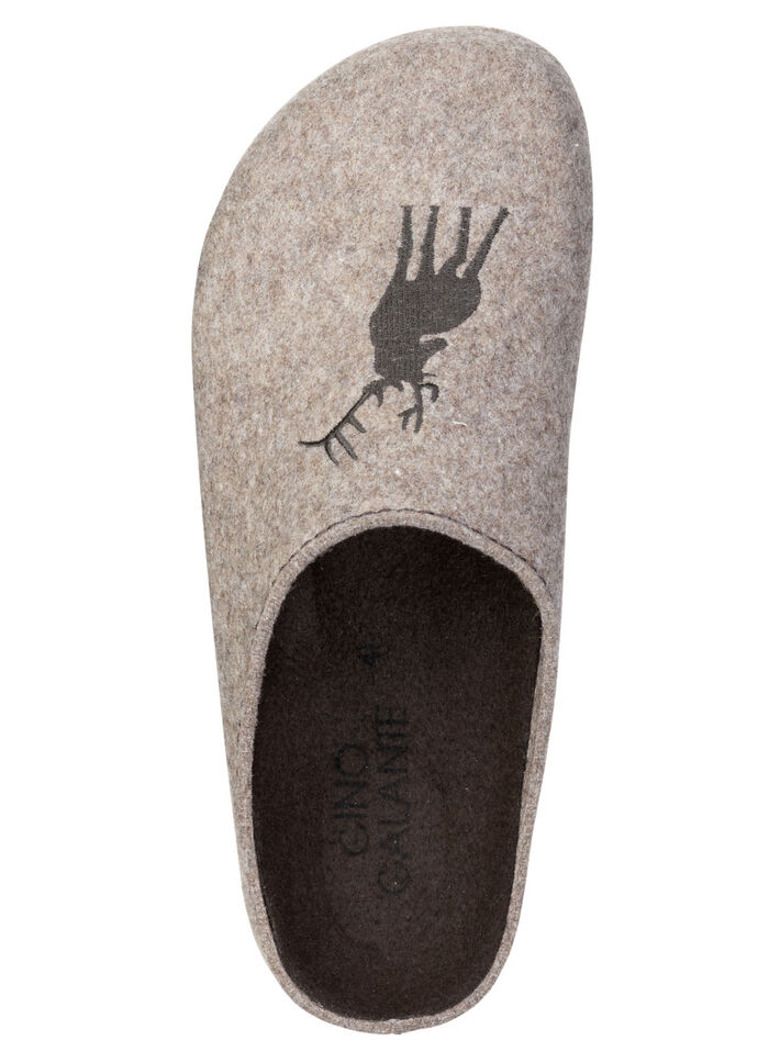 GINO GALANTE, trendige Herren-Hausschuhe, Weite H, mit Hirsch-Stickerei SAND