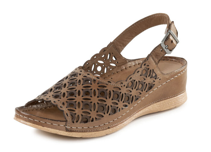 Gemini Sandale aus perforiertem, geprägtem Nappaleder COGNAC