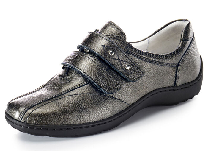 Waldläufer, bequeme Damen-Slipper, Weite H, mit herausnehmbarem Fußbett ALTSILBER