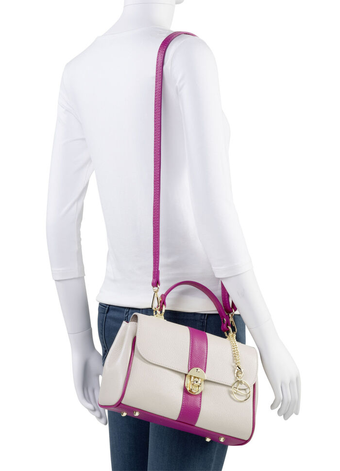 Laurina Tasche aus genarbtem Kalb-Nappaleder BEIGE-PINK