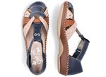 Rieker, leichte Damen-Sandalen, Weite G, mit Klettverschluss MARINE-BEIGE-COGNAC