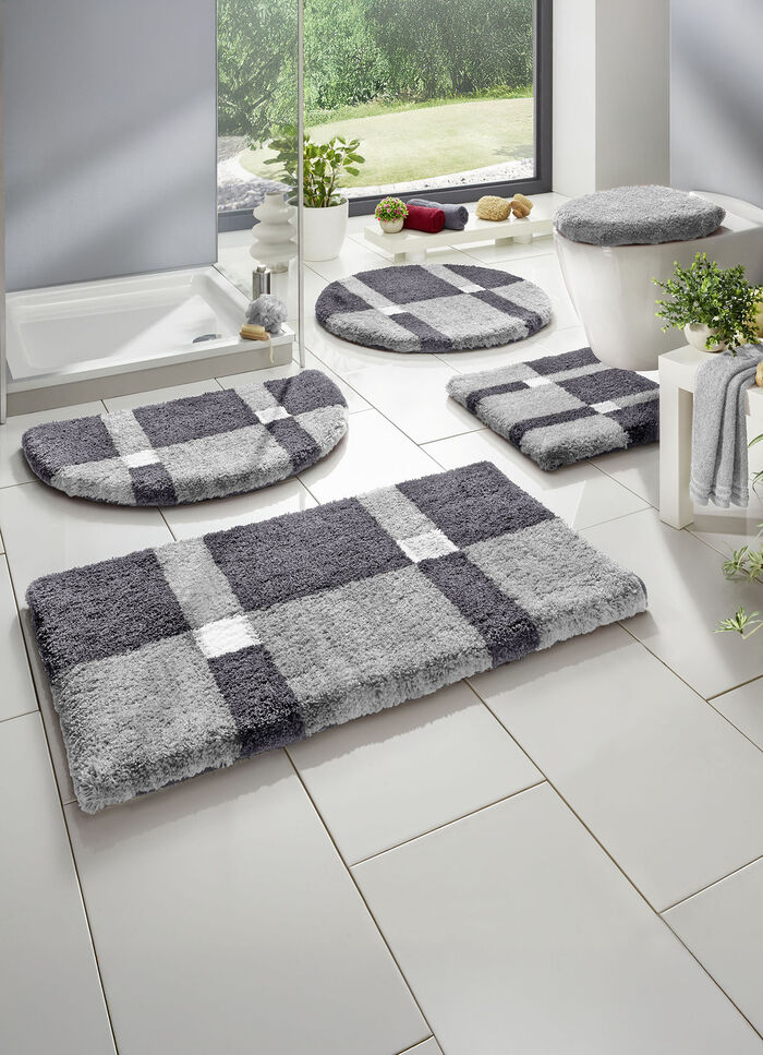 Badgarnitur mit rutschhemmender Rückseite SILBER-GRAU