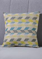 Kissenbezug mit dreidimensionalem W&uuml;rfel-Dessin BLAU-GR&Uuml;N