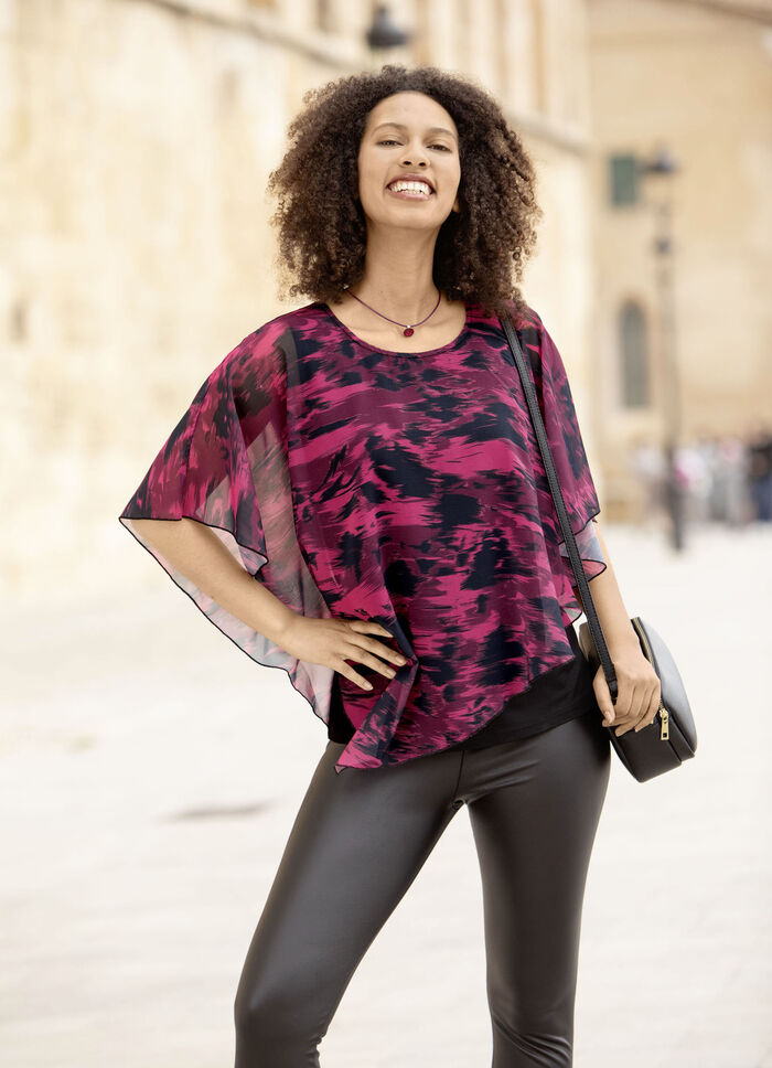 Poncho-Tunika mit eingearbeitetem Top 