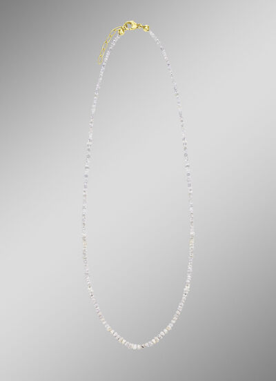 Außergewöhnliche Halskette mit Roh-Diamanten in Hellgrau 