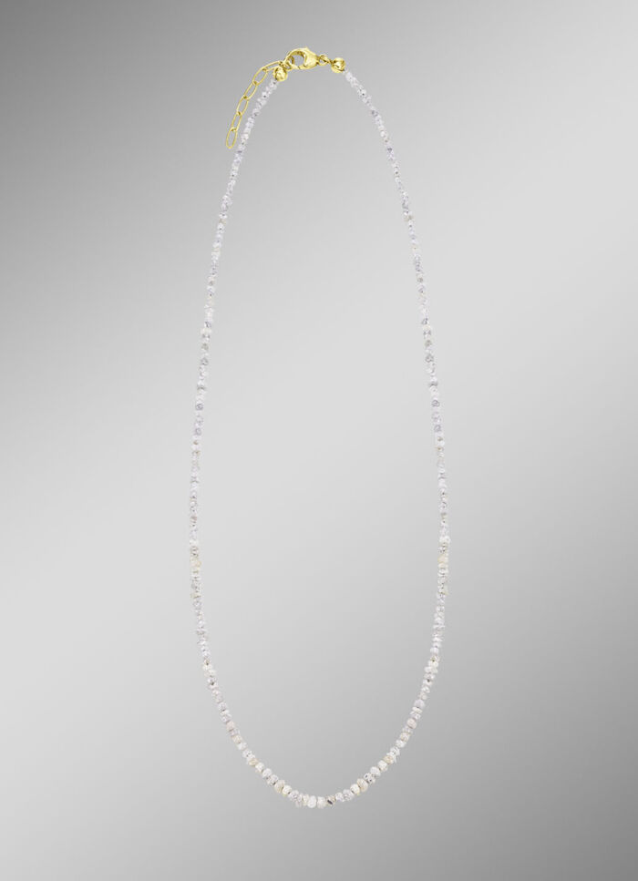 Außergewöhnliche Halskette mit Roh-Diamanten in Hellgrau 