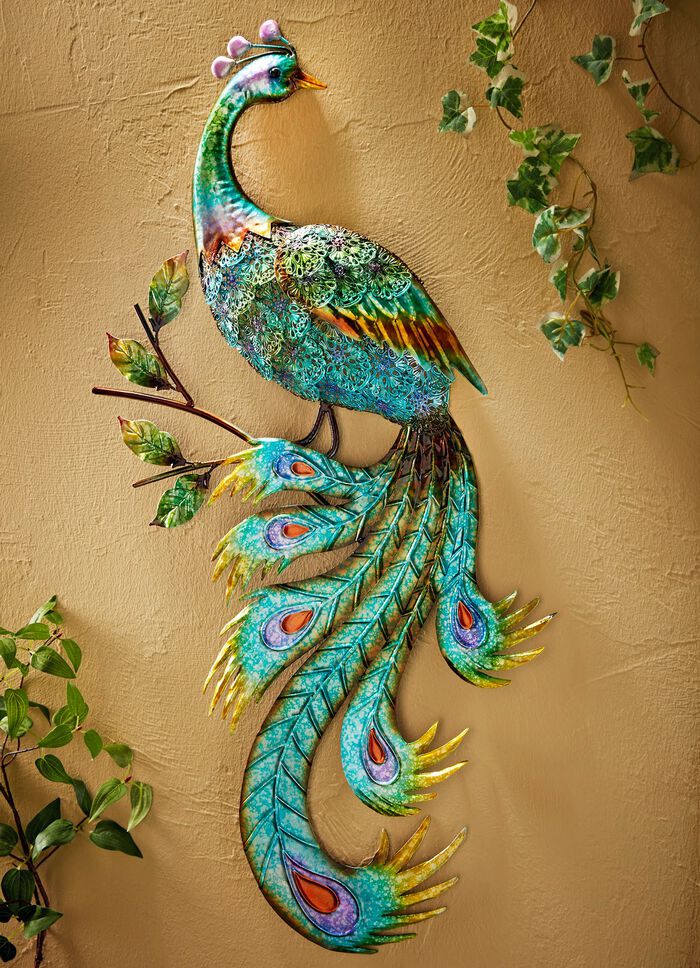 Wanddeko Pfau aus Metall 