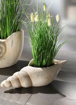 Grasbusch aus Kunstmaterial in Muschel GR&Uuml;N-CREME