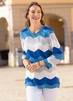 Pullover mit Zacken in Blockringeldessin ROYALBLAU-AZURBLAU-MULTICOLOR