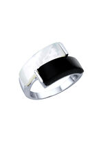 Damenring mit echt Onyx und echt Perlmutt 