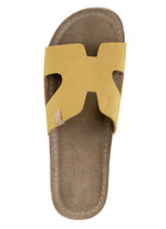 ELENA EDEN, sommerliche Damen-Pantoletten, aus Leder GELB