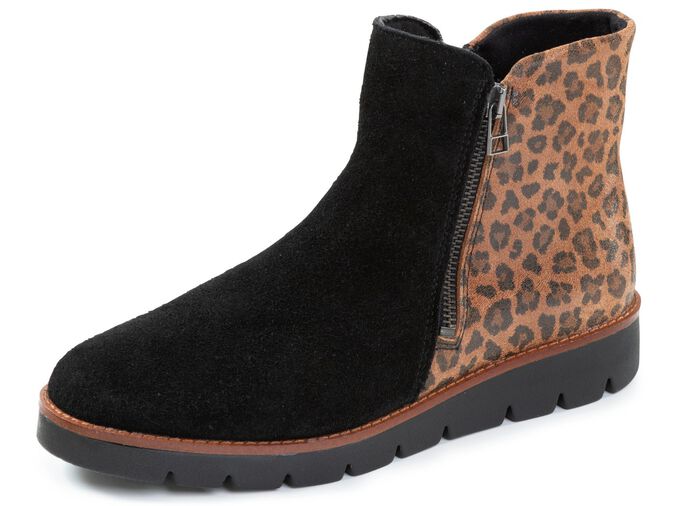 ELENA EDEN, trendige Damen-Stiefeletten, Weite G, mit herausnehmbarem Fu&szlig;bett SCHWARZ-BRAUN