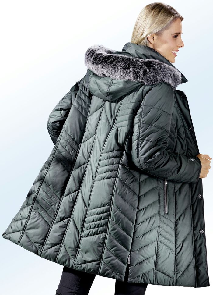 Kurzmantel mit abnehmbarer Kapuze TANNENGRÜN