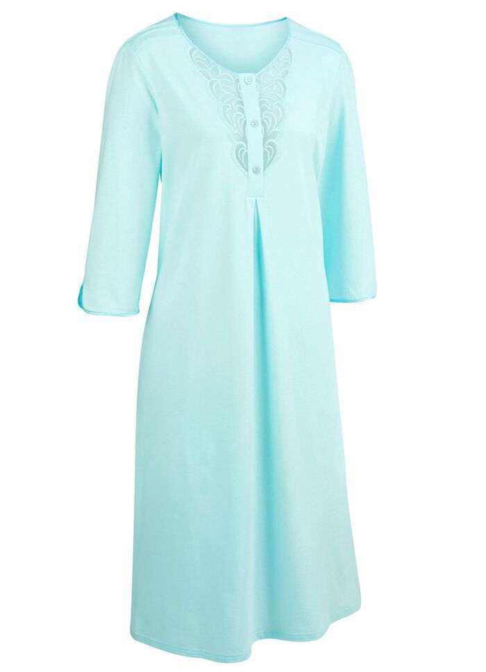 Nachthemd, wadenlang mit T&uuml;llstickereispitze 