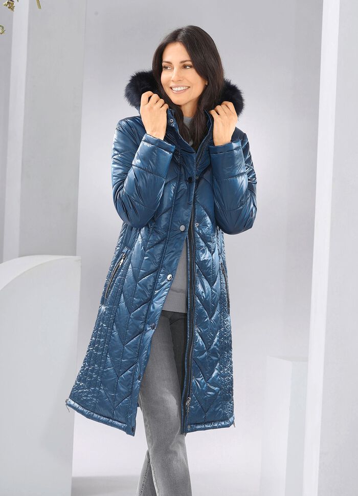 Mantel mit figurfreundlicher Längssteppung AZURBLAU