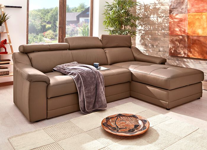 Frei im Raum aufstellbare Polsterecke mit Kopfteilverstellung BRAUN