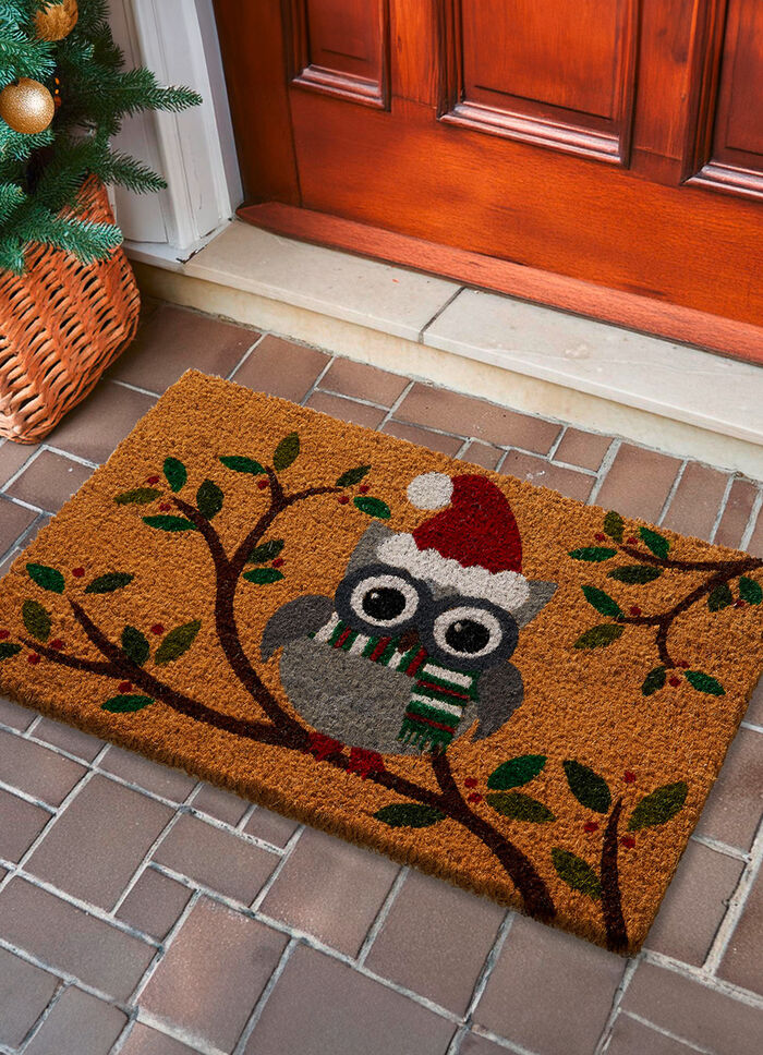 Kokos-Fußmatte mit Eulen-Motiv 