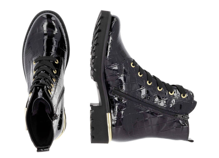 Remonte, stylische Damen-Stiefeletten, Winterschuhe, Weite G, mit herausnehmbarem Fußbett SCHWARZ-GOLD