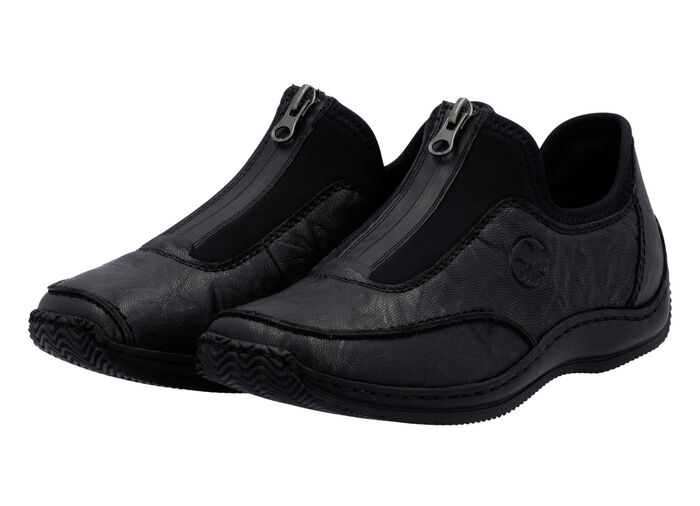 Rieker, klassische Damen-Slipper, mit Reißverschluss SCHWARZ