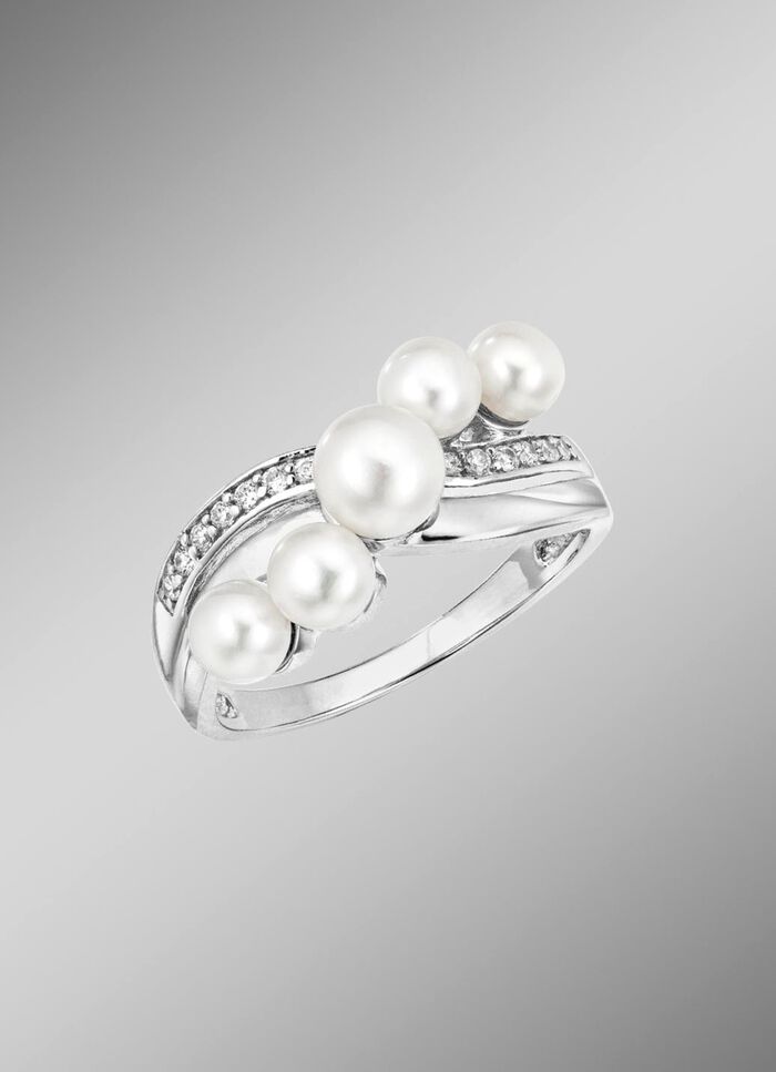 Perlenglanz und strahlende Eleganz: Damenring mit S&uuml;&szlig;wasser-Zuchtperlen 