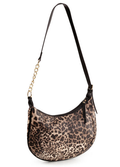 Tasche, Damen, mit verstellbarem Umhängeriemen mit Ketten-Detail 