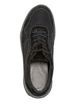 Schn&uuml;rschuh aus Veloursleder und Textilmaterial SCHWARZ