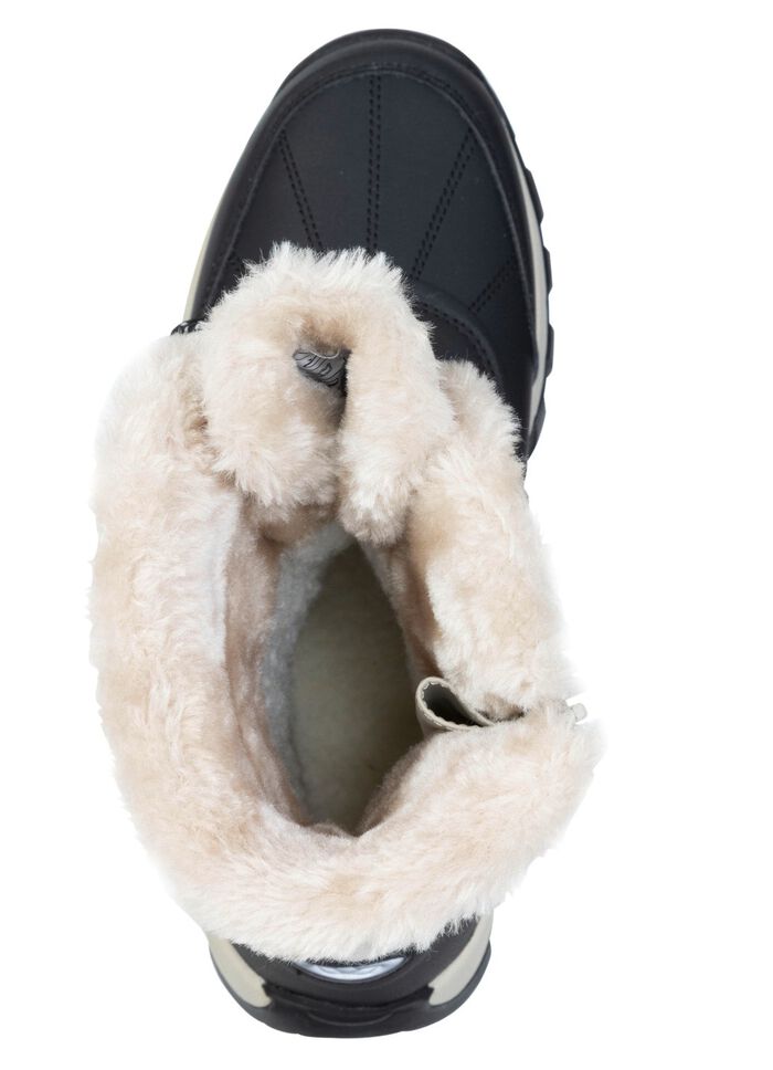 Gef&uuml;tterte Damen-Stiefel, Winterschuhe, mit Rei&szlig;verschluss ECRU-SCHWARZ
