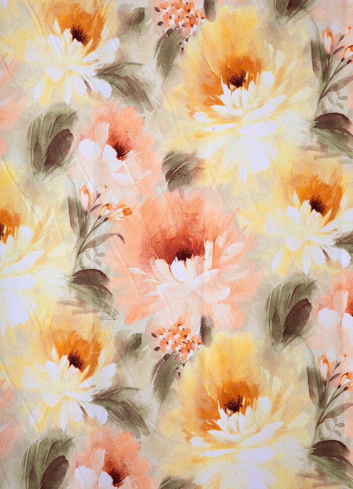 Floral gestaltete Übergardine mit Universalschienenband 