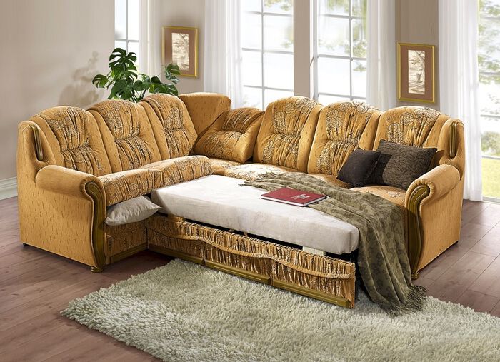 Polsterecke mit Bettfunktion und Bettkasten 