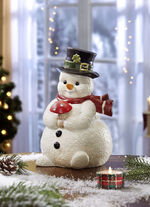 Schneem&auml;nner aus Feinsteingut ROT-WEISS