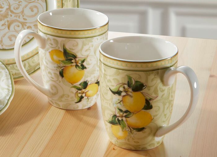 Hochwertige Fine-Bone-China-Porzellan-Serie WEISS-GELB