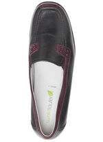 Waldl&auml;ufer, bequeme Damen-Slipper, Weite H, mit herausnehmbarem Fu&szlig;bett SCHWARZ-BURGUND