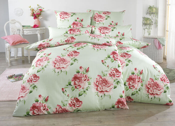 Bettw&auml;sche-Garnitur aus Satin GR&Uuml;N