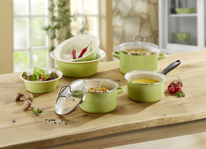 Traditionelle Krüger-Emaille-Serie Juist aus Stahl-Emaille 