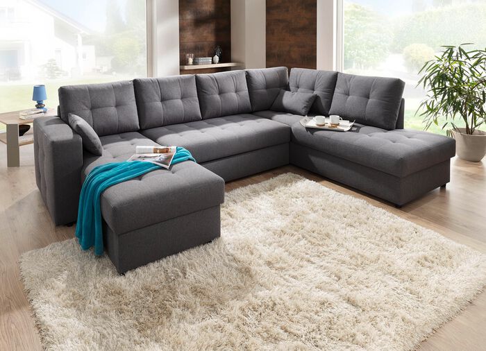 Polsterm&ouml;bel mit Bettfunktion verschiedene Ausf&uuml;hrungen GRAU