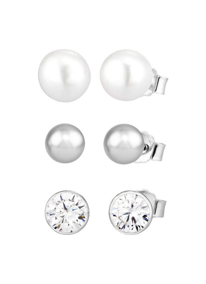 Elegantes Ohrstecker-Set aus Silber, 3 Paar 