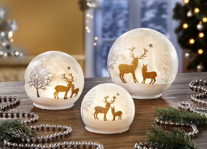 LED-Kugeln aus Glas, 3er-Set 