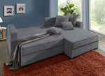 Polsterecke mit Bettfunktion und 2 Dekokissen GRAU