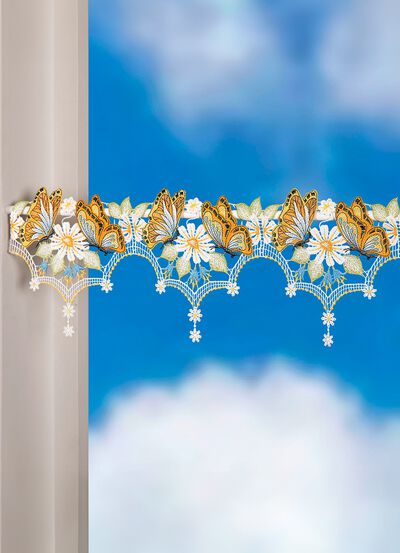 Stangendekoration aus Plauener Spitze 