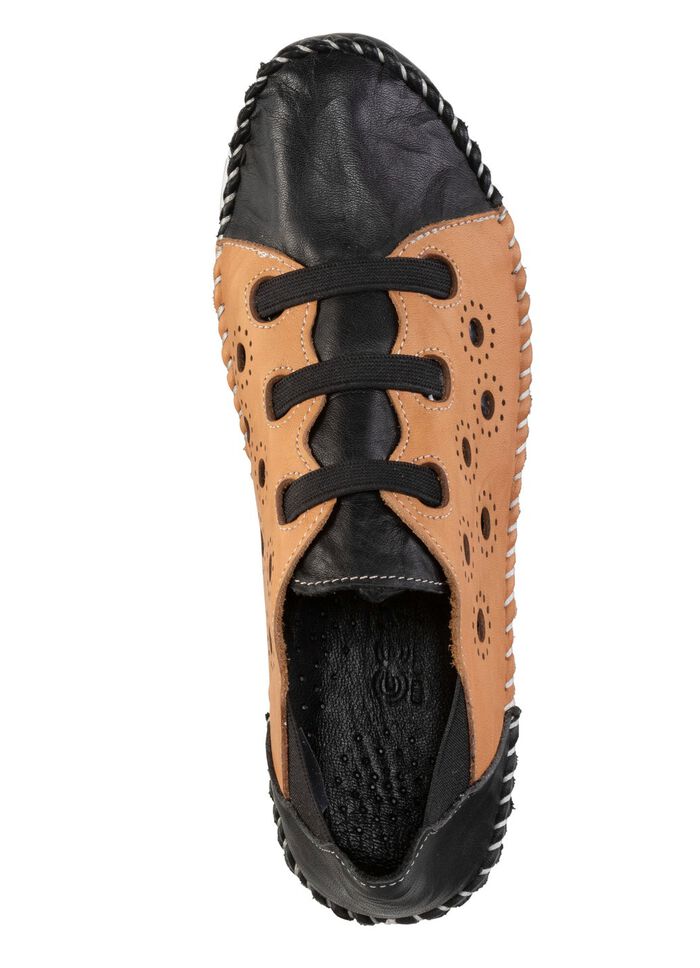 Gemini Mokassin-Slipper mit dezenter Knitter-Struktur SCHWARZ-CAMEL