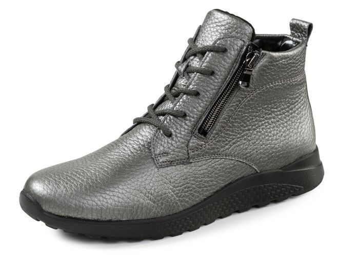 Waldl&auml;ufer, bequeme Damen-Stiefeletten, Winterschuhe, Weite H, aus Hirschleder ALTSILBER