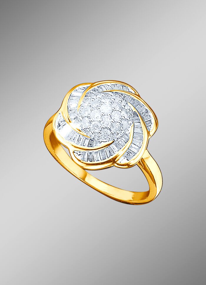 Damenring mit 19 Brillanten und 54 Baguette- Diamanten 