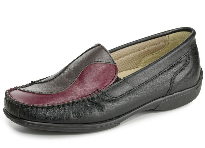 Mokassin-Slipper aus Chevreau-Nappaleder SCHWARZ-BUNT