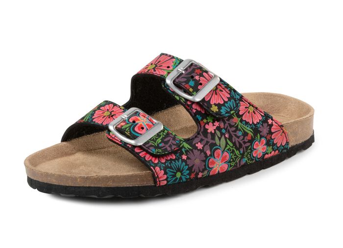 Pantolette in verspielt bedrucktem Dessin 