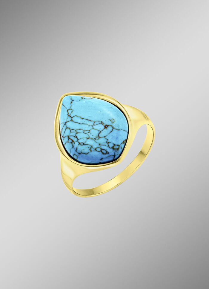 Vergoldeter Damenring mit Türkis 