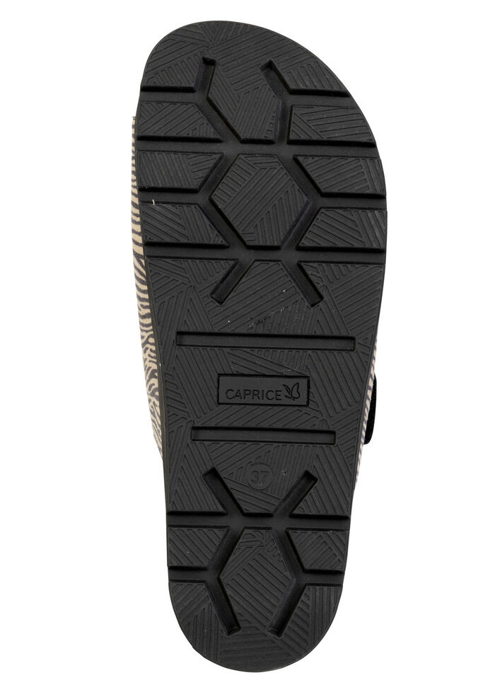 Caprice, trendige Damen-Pantoletten, Weite G, mit herausnehmbarem Fußbett SCHWARZ-SAND