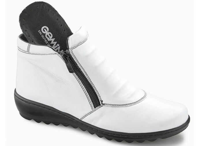 Gemini Stiefelette aus Rind-Nappaleder WEISS