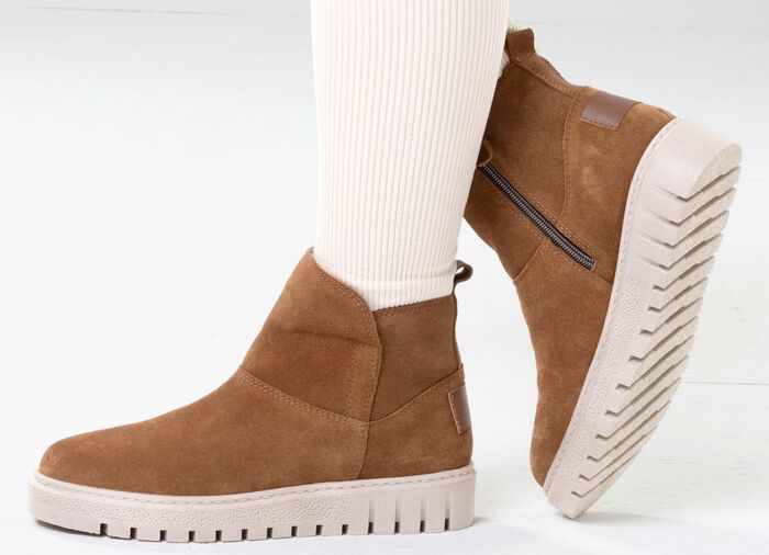 ELENA EDEN, warme Damen-Stiefeletten, Winterschuhe, Weite H, mit herausnehmbarem Fu&szlig;bett BRAUN