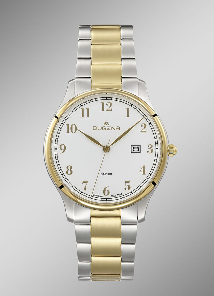 Dugena-Quartz-Herrenuhr mit Edelstahlbandgehäuse 